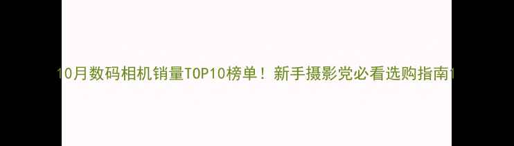 图片 10月数码相机销量TOP10榜单！新手摄影党必看选购指南1