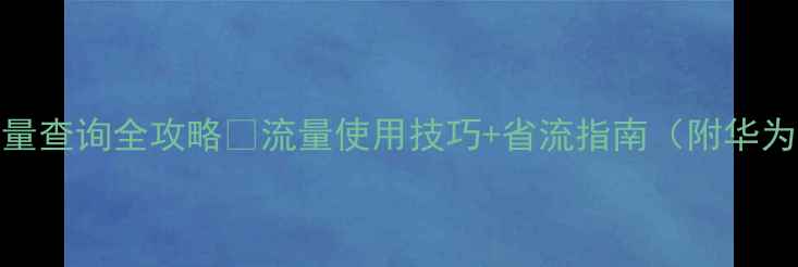 图片 5步搞定！手机流量查询全攻略📱流量使用技巧+省流指南（附华为苹果小米操作）2