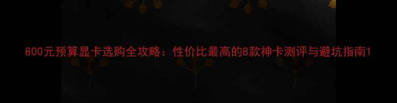 图片 800元预算显卡选购全攻略：性价比最高的8款神卡测评与避坑指南1