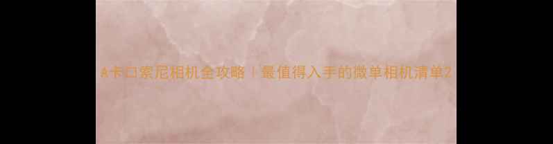 图片 A卡口索尼相机全攻略｜最值得入手的微单相机清单2