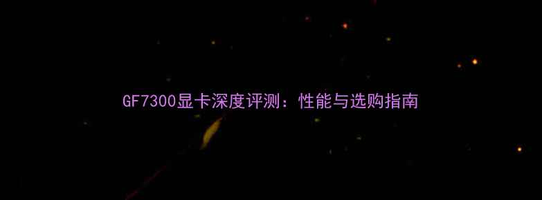 图片 GF7300显卡深度评测：性能与选购指南