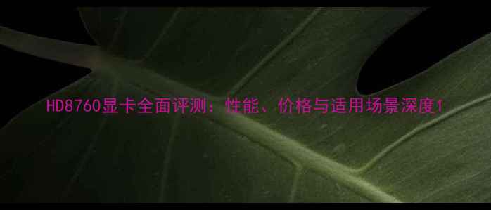 图片 HD8760显卡全面评测：性能、价格与适用场景深度1