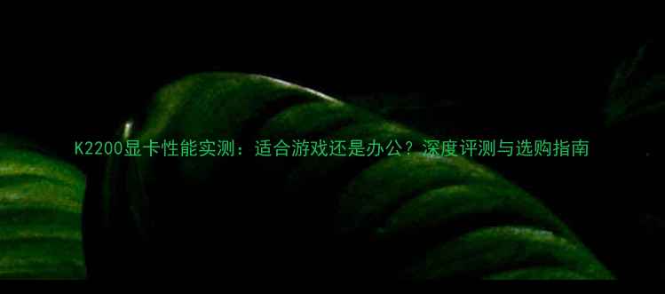 图片 K2200显卡性能实测：适合游戏还是办公？深度评测与选购指南