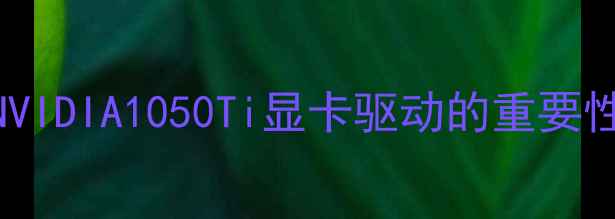 图片 NVIDIA1050Ti显卡驱动的重要性