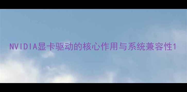 图片 NVIDIA显卡驱动的核心作用与系统兼容性1