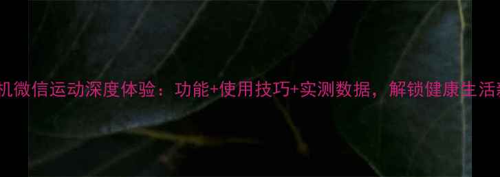 图片 OPPO手机微信运动深度体验：功能+使用技巧+实测数据，解锁健康生活新方式2
