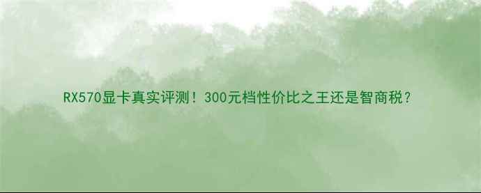 图片 RX570显卡真实评测！300元档性价比之王还是智商税？