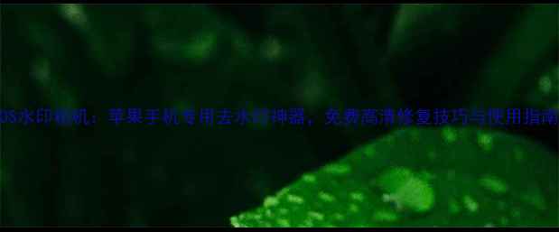 图片 iOS水印相机：苹果手机专用去水印神器，免费高清修复技巧与使用指南1