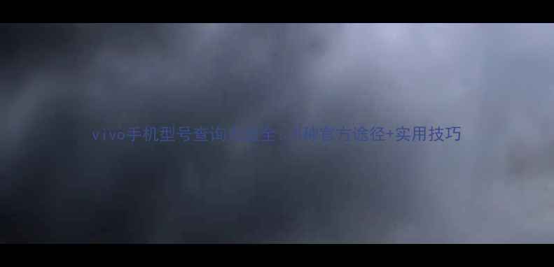 图片 vivo手机型号查询方法全：5种官方途径+实用技巧