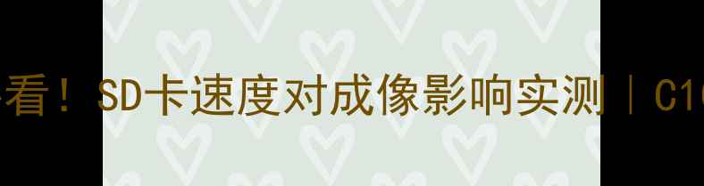 图片 ✨相机党必看！SD卡速度对成像影响实测｜C10C30C90全2