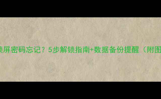 图片 三星手机锁屏密码忘记？5步解锁指南+数据备份提醒（附图文教程）2
