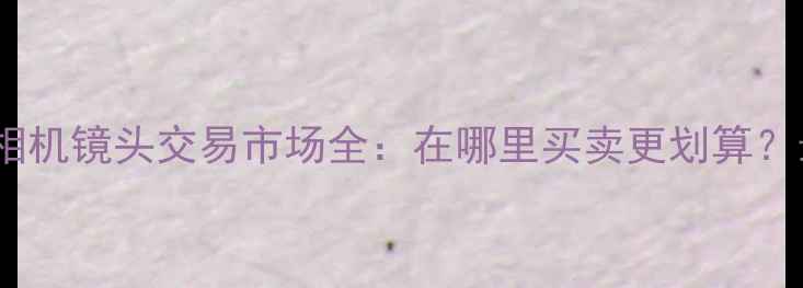 图片 上海二手相机镜头交易市场全：在哪里买卖更划算？最新指南1