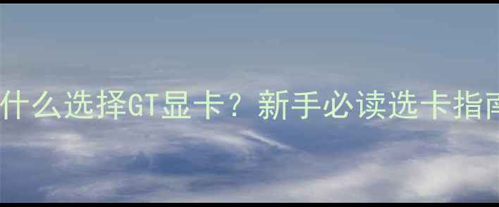 图片 为什么选择GT显卡？新手必读选卡指南1