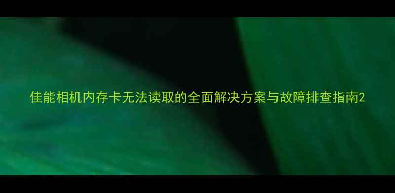 图片 佳能相机内存卡无法读取的全面解决方案与故障排查指南2