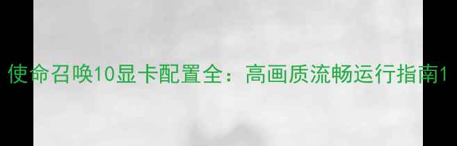 图片 使命召唤10显卡配置全：高画质流畅运行指南1
