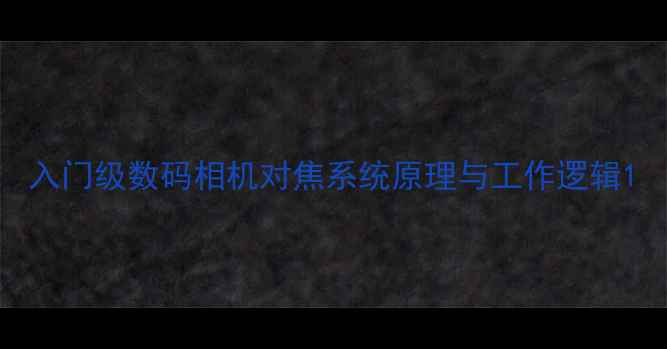 图片 入门级数码相机对焦系统原理与工作逻辑1