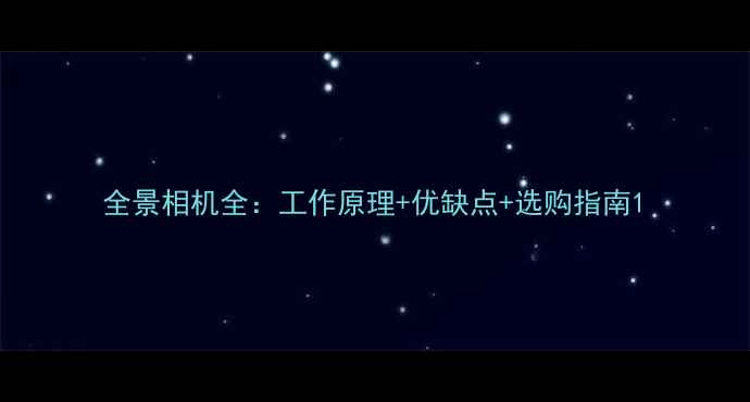 图片 全景相机全：工作原理+优缺点+选购指南1