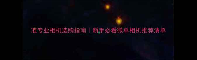 图片 准专业相机选购指南｜新手必看微单相机推荐清单