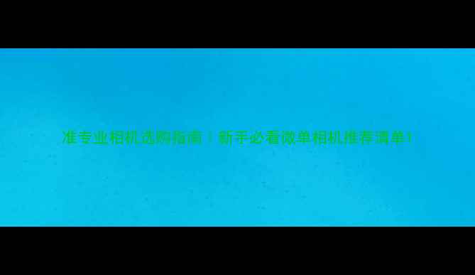 图片 准专业相机选购指南｜新手必看微单相机推荐清单1