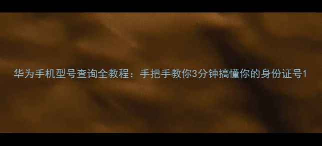 图片 华为手机型号查询全教程：手把手教你3分钟搞懂你的身份证号1