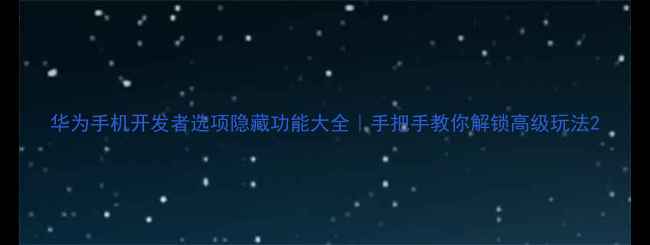 图片 华为手机开发者选项隐藏功能大全｜手把手教你解锁高级玩法2