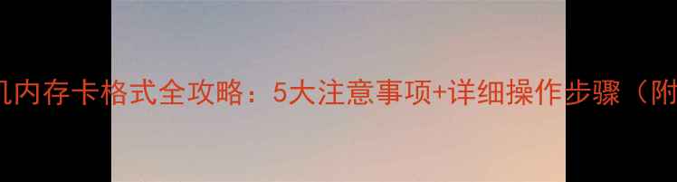 图片 单反相机内存卡格式全攻略：5大注意事项+详细操作步骤（附图解）1