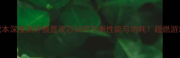 图片 双显卡切换笔记本深度测评独显双芯如何平衡性能与功耗？超燃游戏本选购全攻略