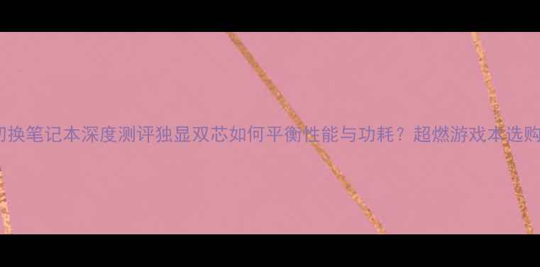 图片 双显卡切换笔记本深度测评独显双芯如何平衡性能与功耗？超燃游戏本选购全攻略1