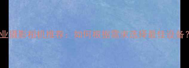 图片 商业摄影相机推荐：如何根据需求选择最佳设备？2