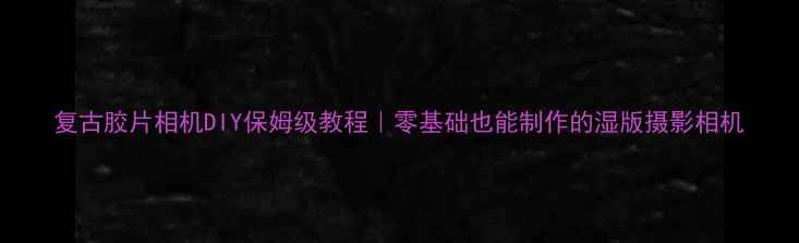 图片 复古胶片相机DIY保姆级教程｜零基础也能制作的湿版摄影相机