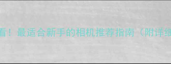 图片 女生必看！最适合新手的相机推荐指南（附详细对比）
