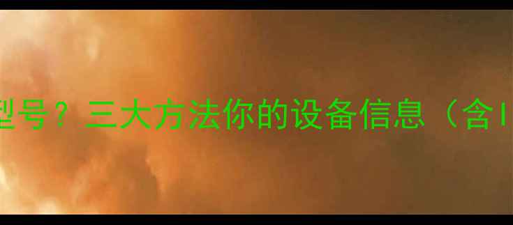 图片 如何快速查询手机型号？三大方法你的设备信息（含IMEI码查询全攻略）