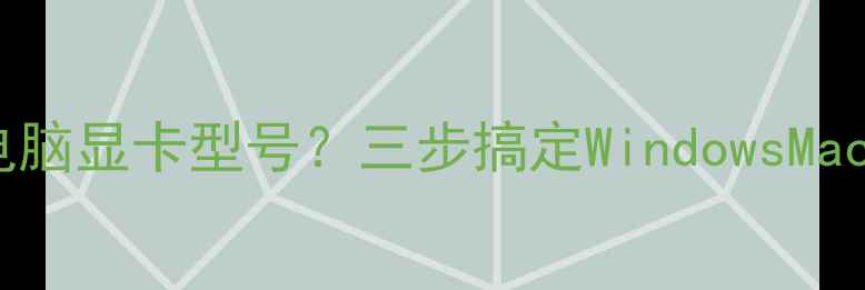 图片 如何快速识别电脑显卡型号？三步搞定WindowsMac系统查询指南2