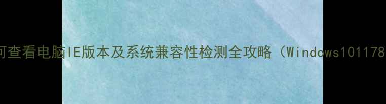 图片 如何查看电脑IE版本及系统兼容性检测全攻略（Windows101178）2