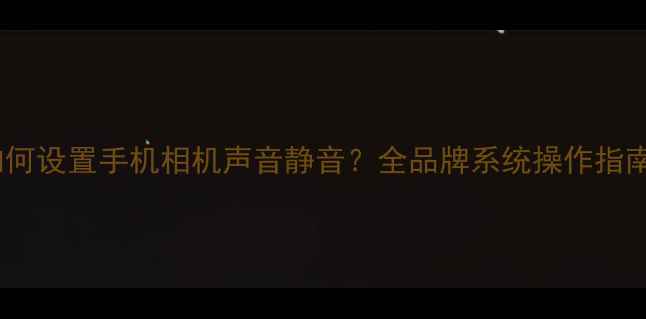 图片 如何设置手机相机声音静音？全品牌系统操作指南2