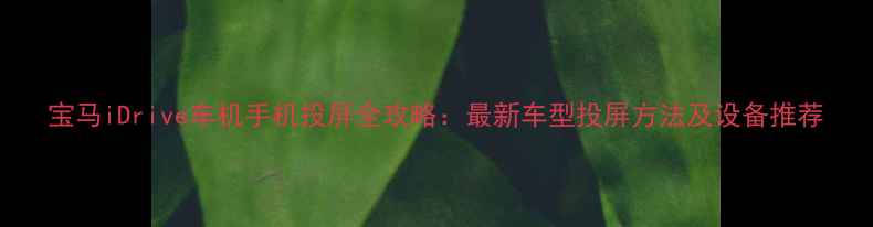 宝马iDrive车机手机投屏全攻略最新车型投屏方法及设备推荐
