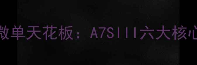 图片 实测！索尼全画幅微单天花板：A7SIII六大核心功能，新手必看！