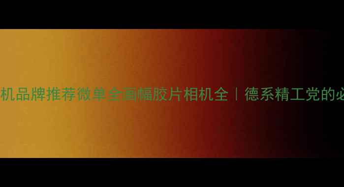 图片 德国十大相机品牌推荐微单全画幅胶片相机全｜德系精工党的必看清单！2