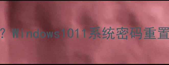 图片 忘记电脑密码怎么办？Windows1011系统密码重置全攻略（图文教程）