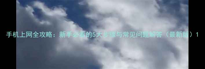图片 手机上网全攻略：新手必看的5大步骤与常见问题解答（最新版）1
