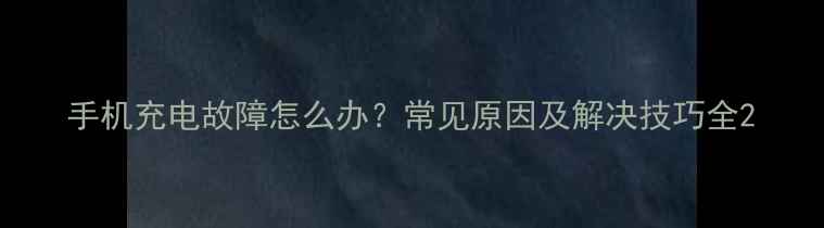 图片 手机充电故障怎么办？常见原因及解决技巧全2