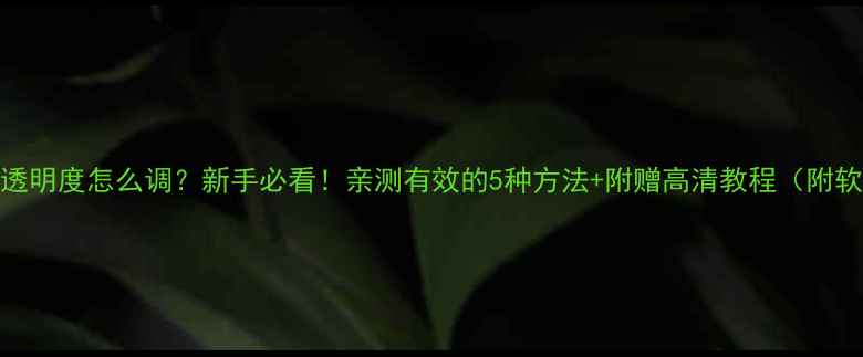 图片 手机图片透明度怎么调？新手必看！亲测有效的5种方法+附赠高清教程（附软件推荐）