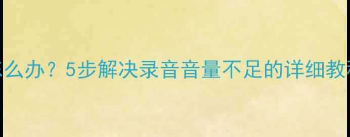 图片 手机录音声音小怎么办？5步解决录音音量不足的详细教程（附设备推荐）