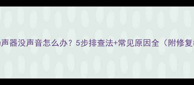 图片 手机扬声器没声音怎么办？5步排查法+常见原因全（附修复教程）