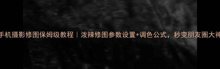 图片 手机摄影修图保姆级教程｜泼辣修图参数设置+调色公式，秒变朋友圈大神