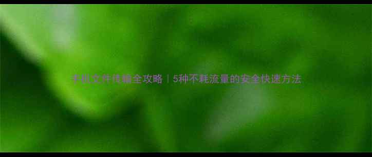 图片 手机文件传输全攻略｜5种不耗流量的安全快速方法