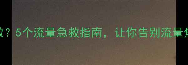 图片 手机流量不足怎么救？5个流量急救指南，让你告别流量焦虑（附详细教程）