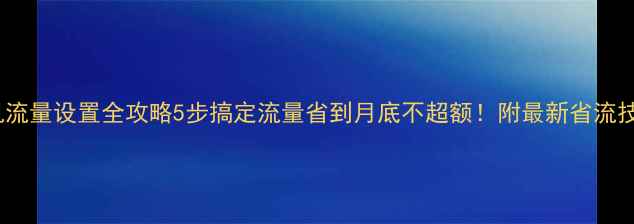 图片 手机流量设置全攻略5步搞定流量省到月底不超额！附最新省流技巧1