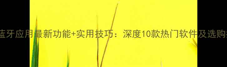 图片 手机蓝牙应用最新功能+实用技巧：深度10款热门软件及选购指南2