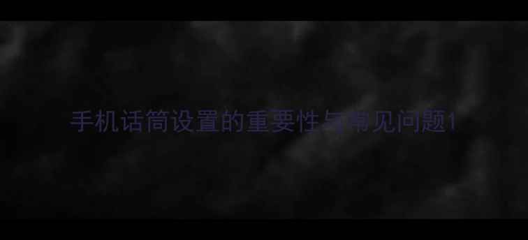 图片 手机话筒设置的重要性与常见问题1